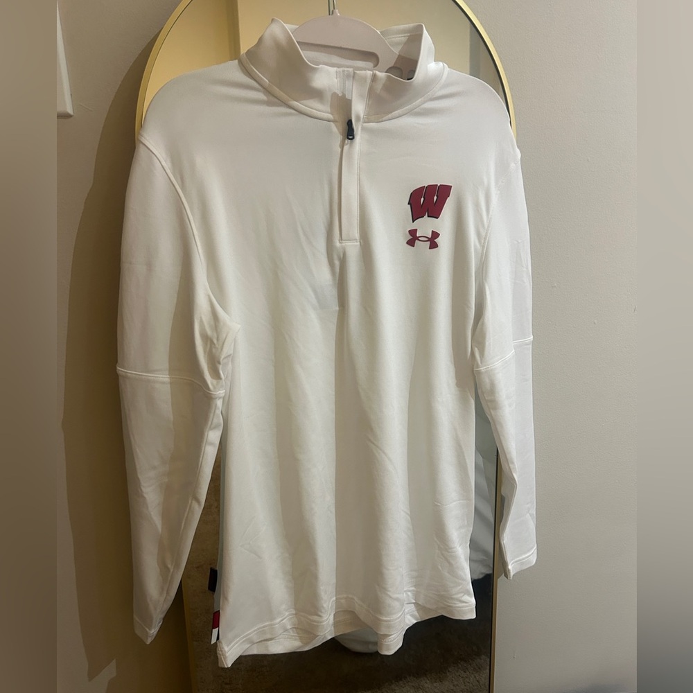 University of Wisconsin Under Armour White Quarter Zip